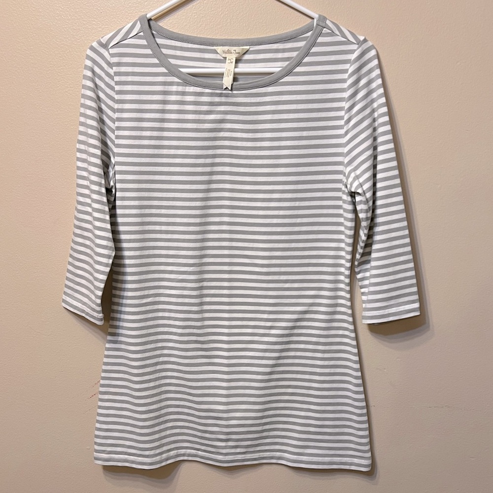 Matilda Jane Grey Stripe 3/4 Sleeve Top, Women’s Size Small